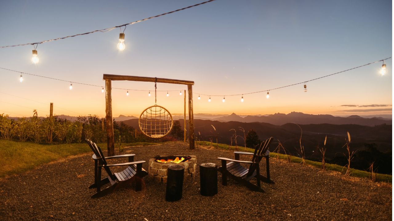Beautiful vacation rental firepit overlooking mountains