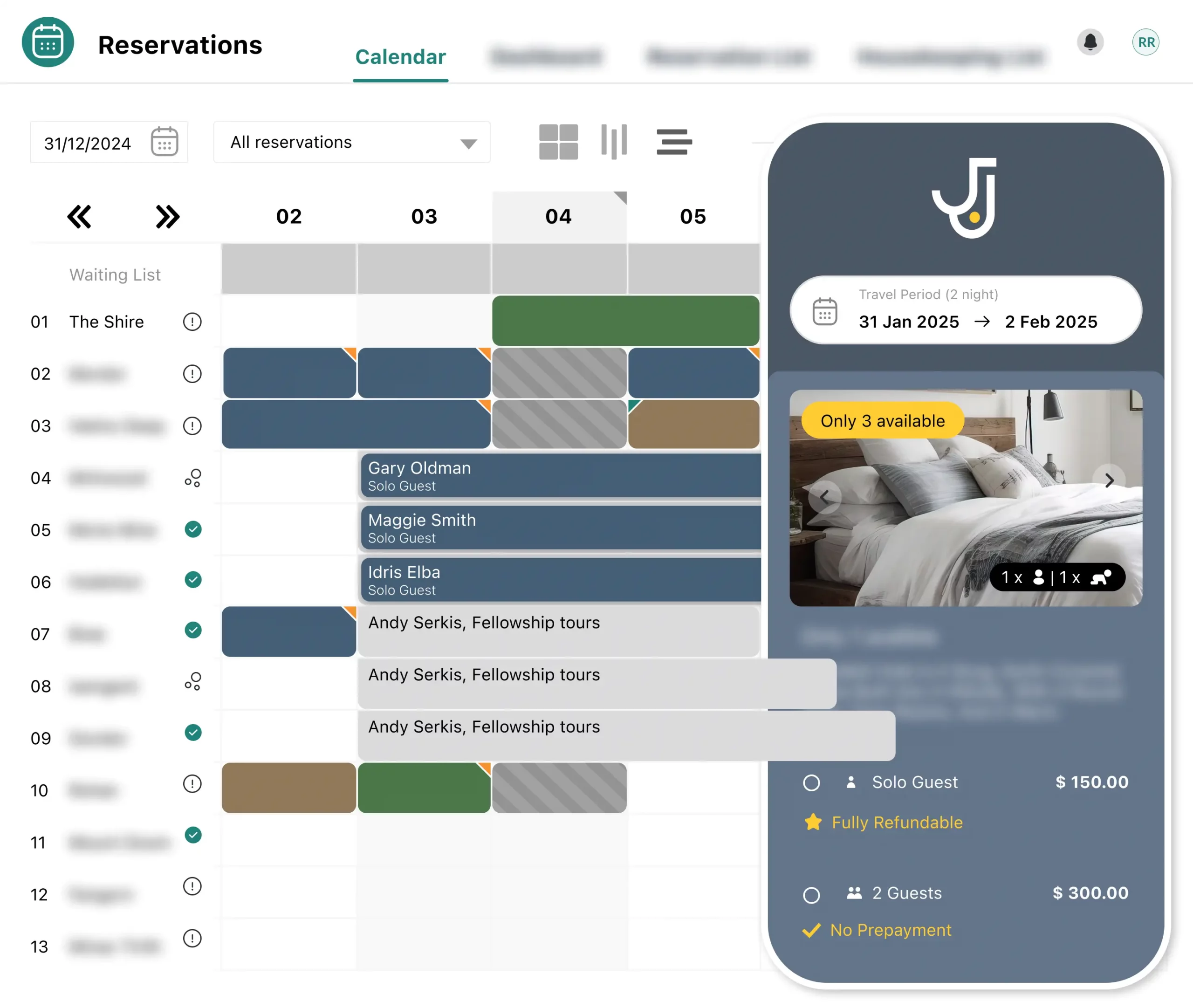 Room allotment system for group hotel reservations